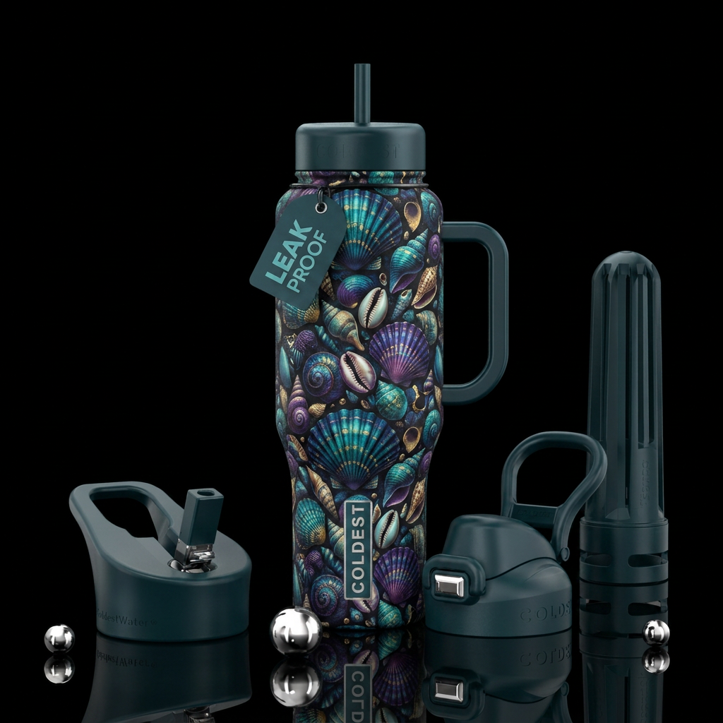 Midnight Seashells water bottle design