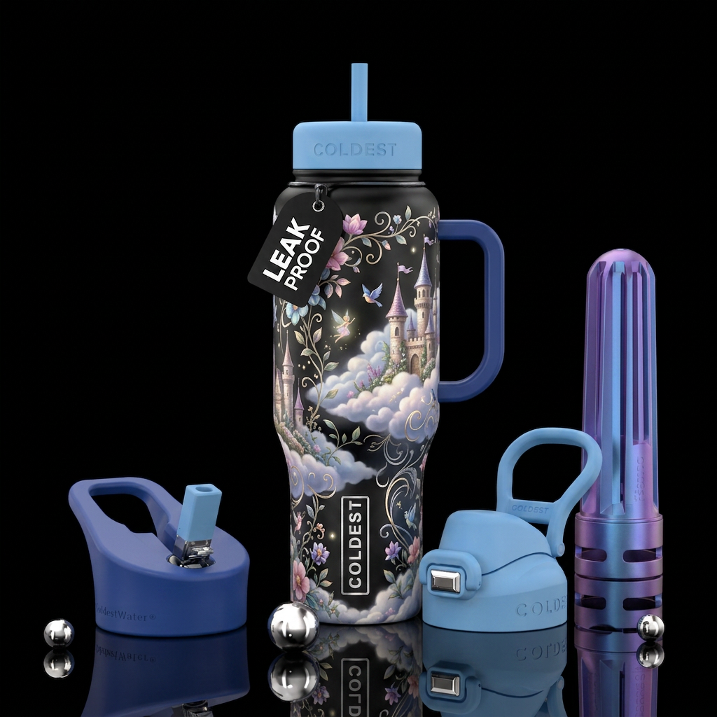 Fairytale garden in the clouds water bottle design