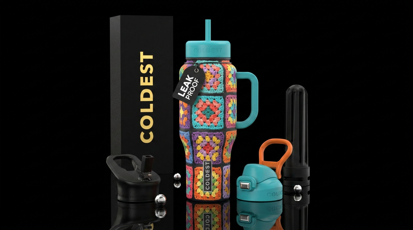 Granny Square Blanket water bottle design