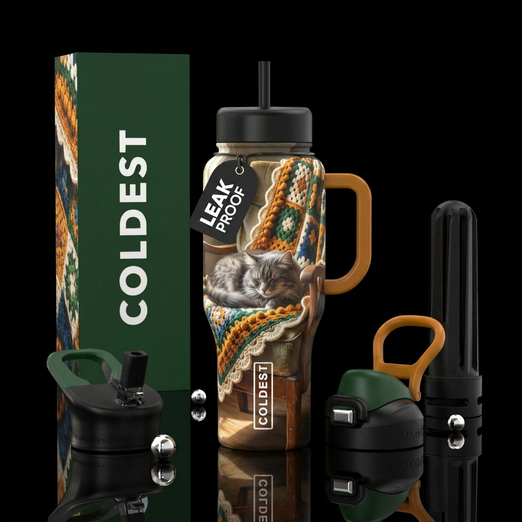 Cozy Cat. water bottle design