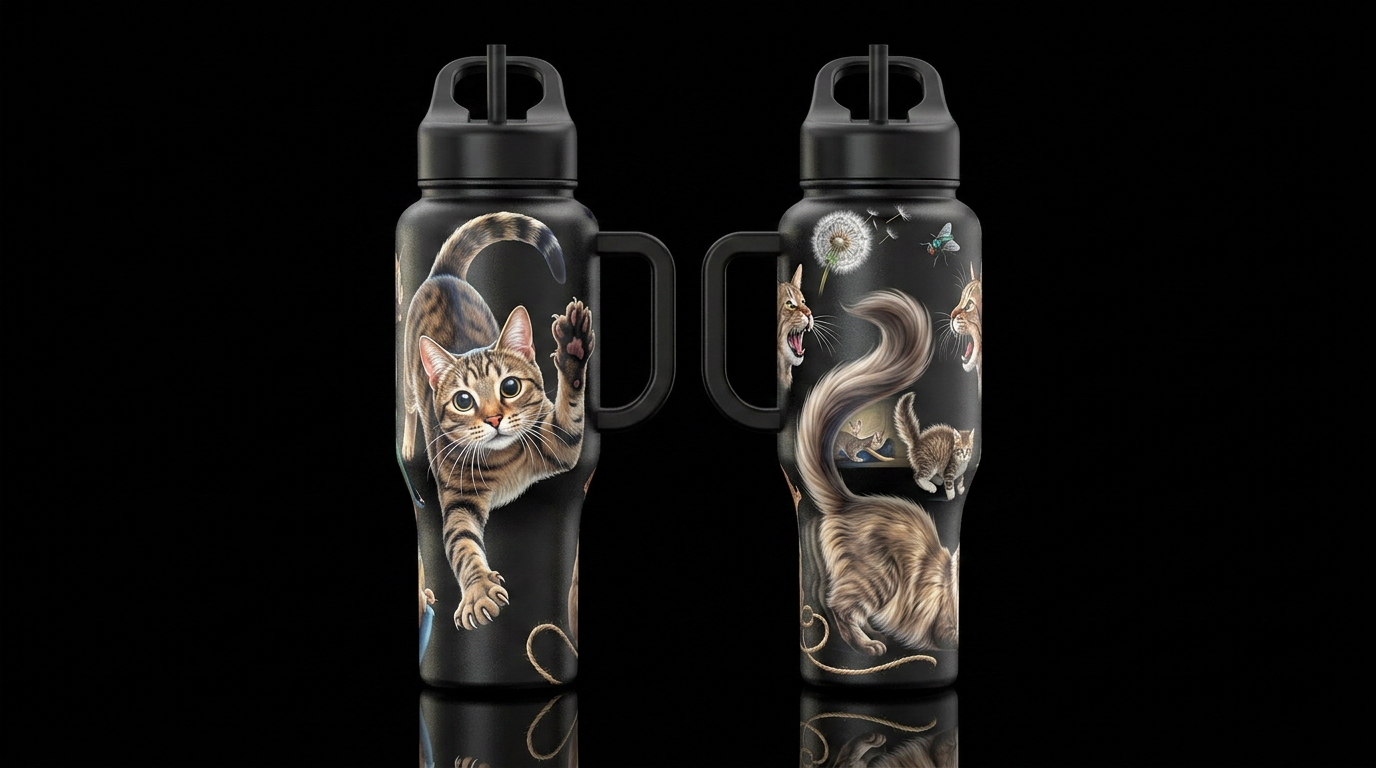 Show front and back of bottle please The Suspended... water bottle design