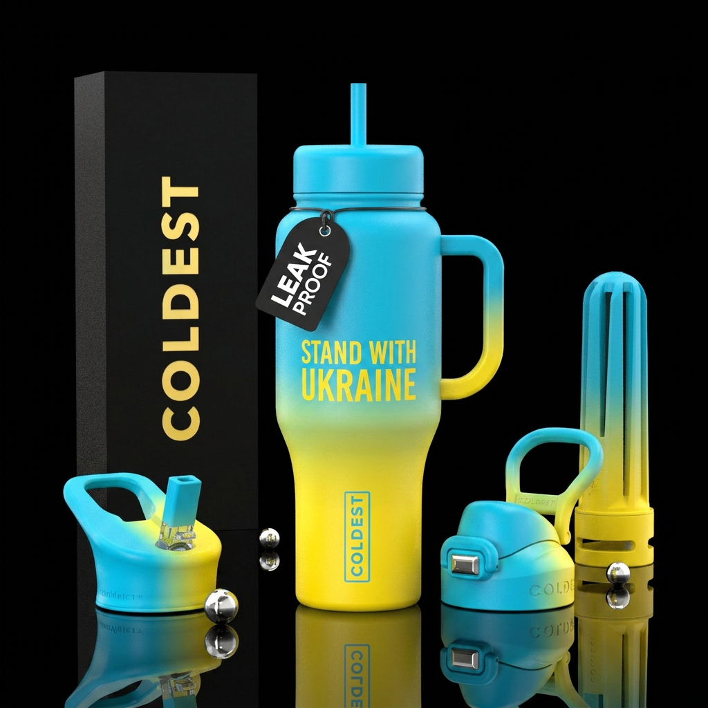 Stand with Ukraine water bottle design