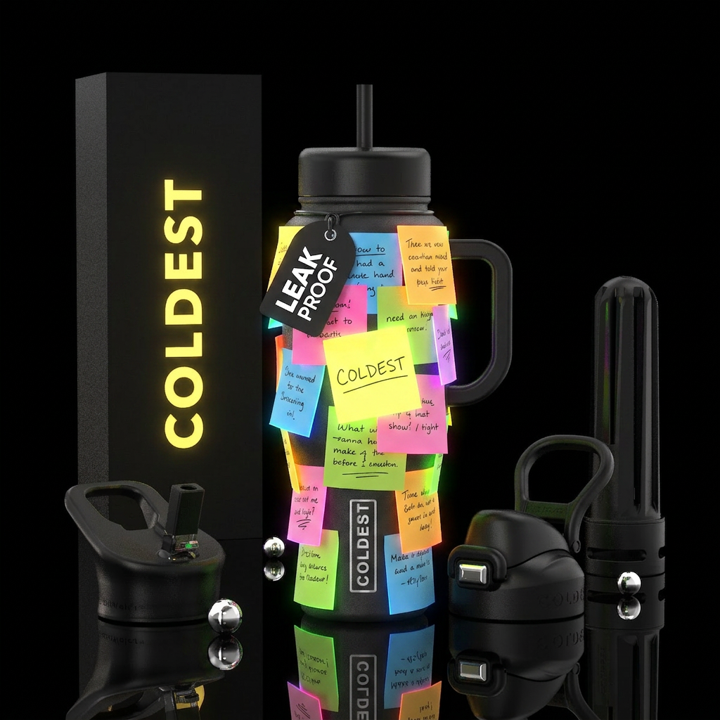 Post-its notes glowy water bottle design