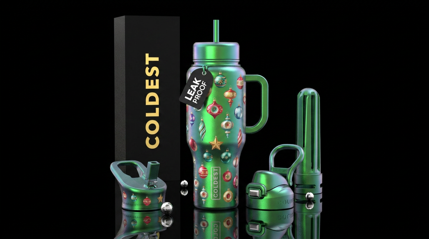 Vintage Christmas water bottle design