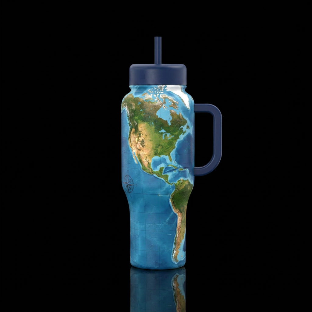 Around the World water bottle design