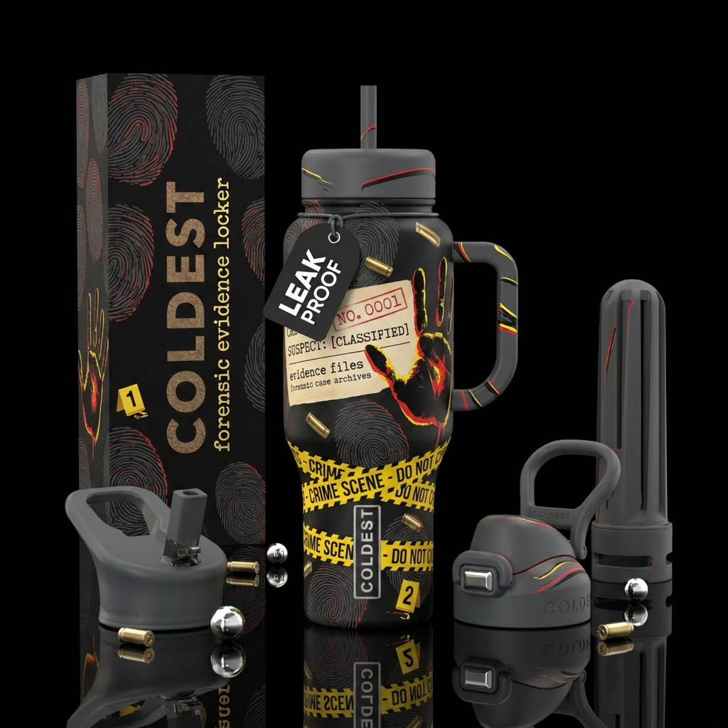CSI Crime Scene water bottle design