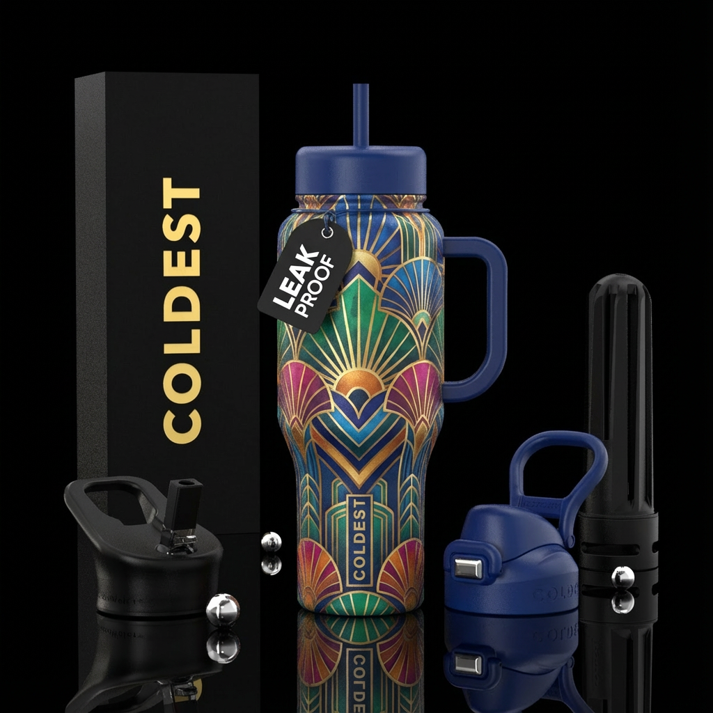 Art deco style wallpaper water bottle design