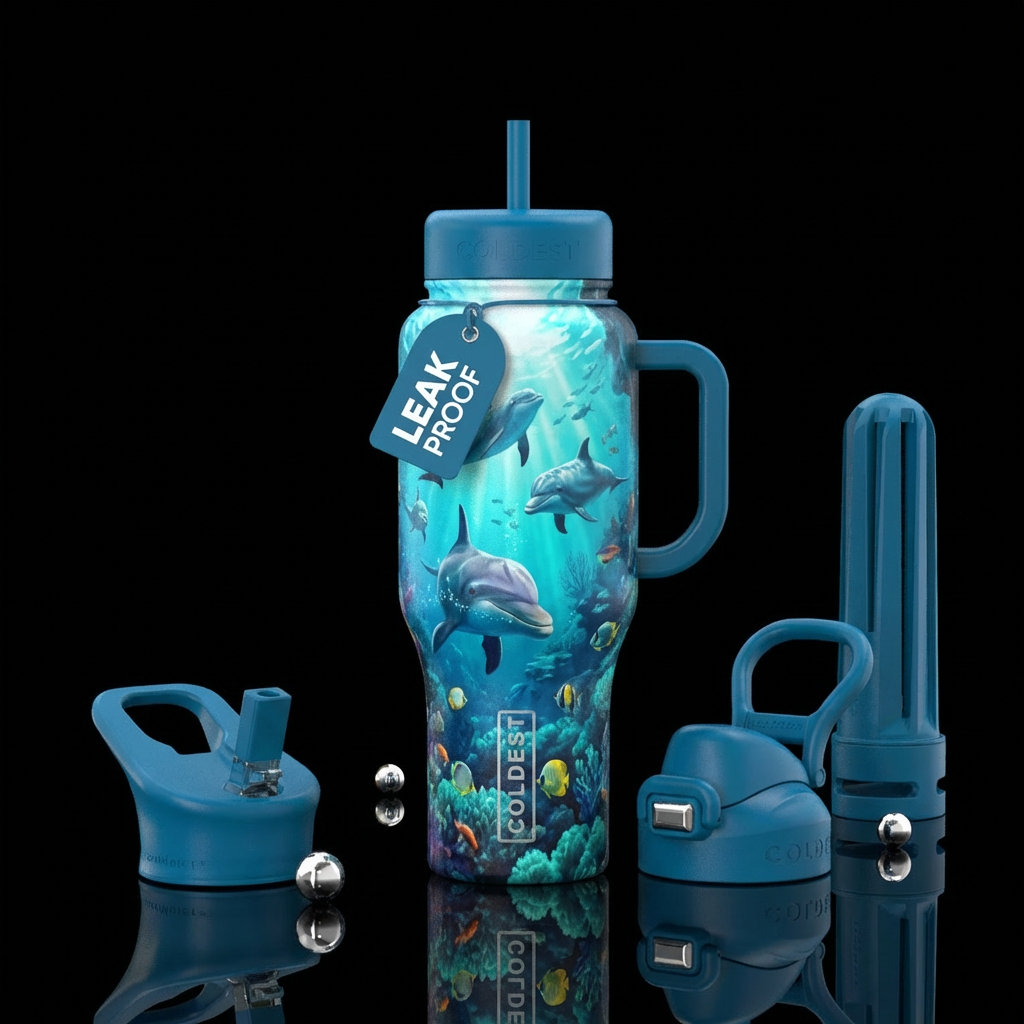 underwater real dolphin water bottle design