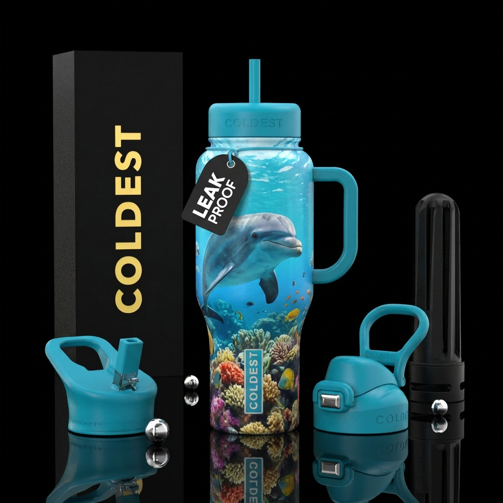 underwater real dolphin water bottle design