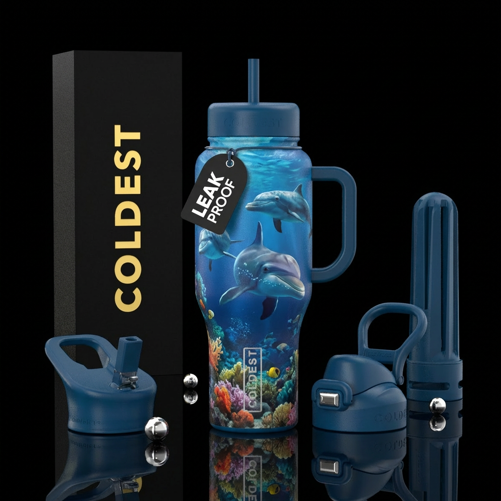 underwater real dolphin water bottle design