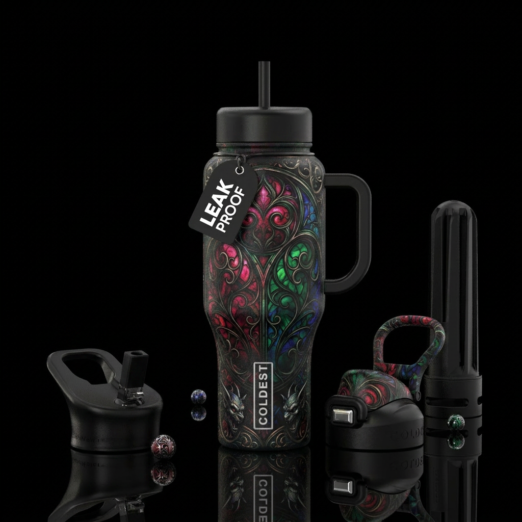 Gothic, dark, water bottle design