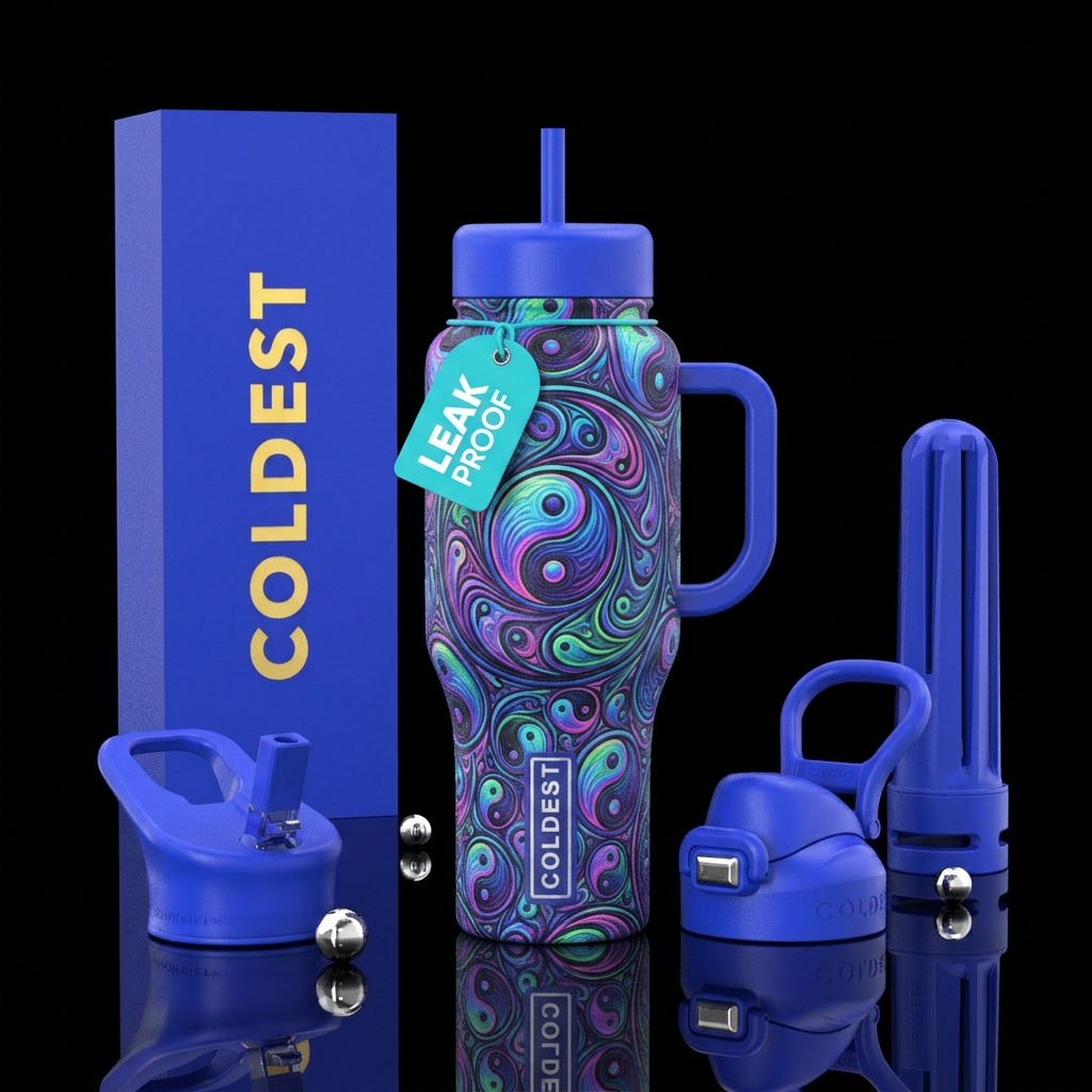 Ying yang spirals water bottle design