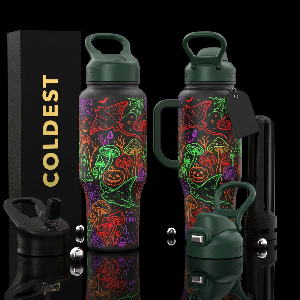 please show both the front and back of the bottle,... water bottle design