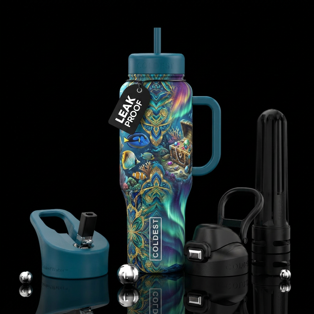 tropical fish, aurora, kaleidoscope, kaleidoscope,... water bottle design