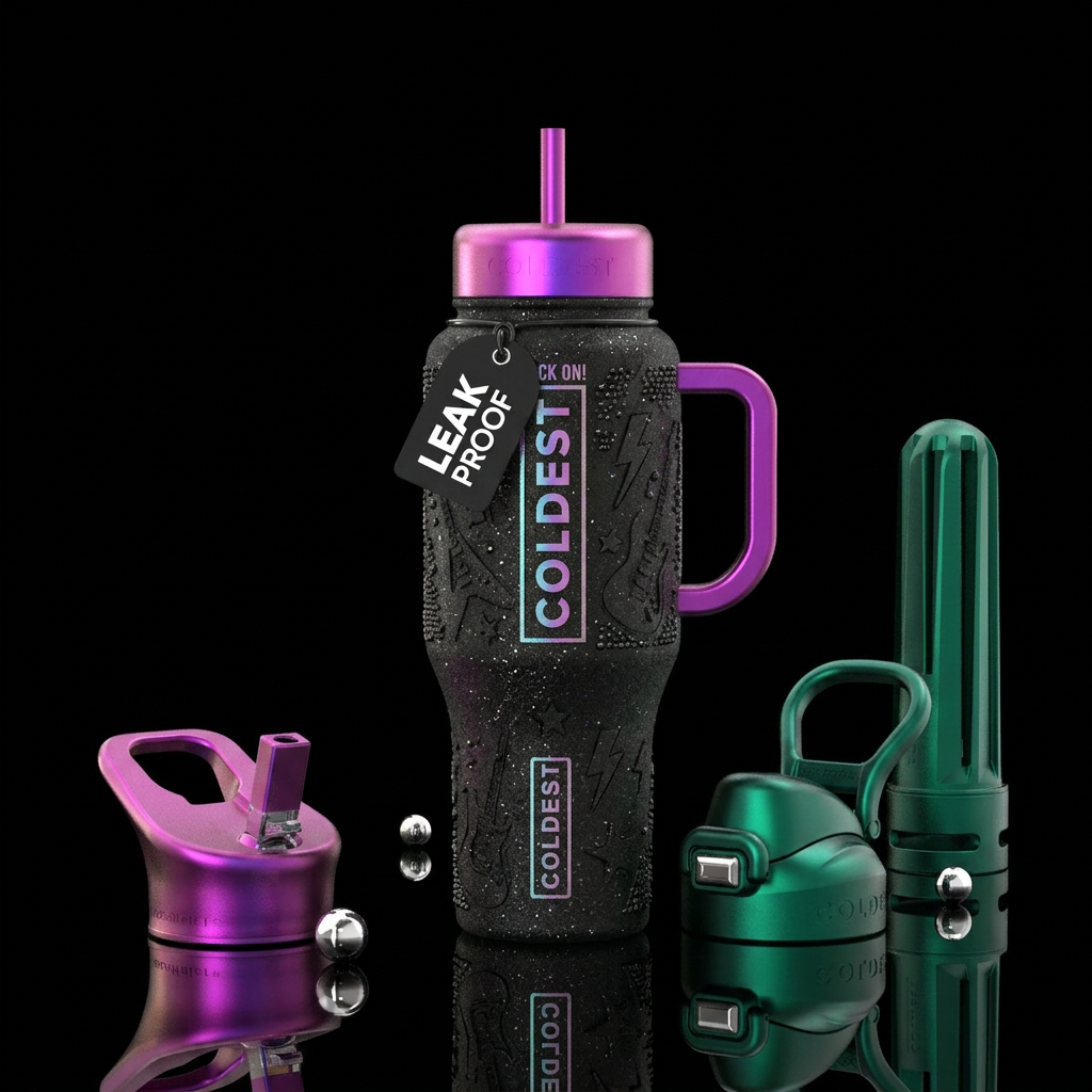 Glam rocker chic water bottle design