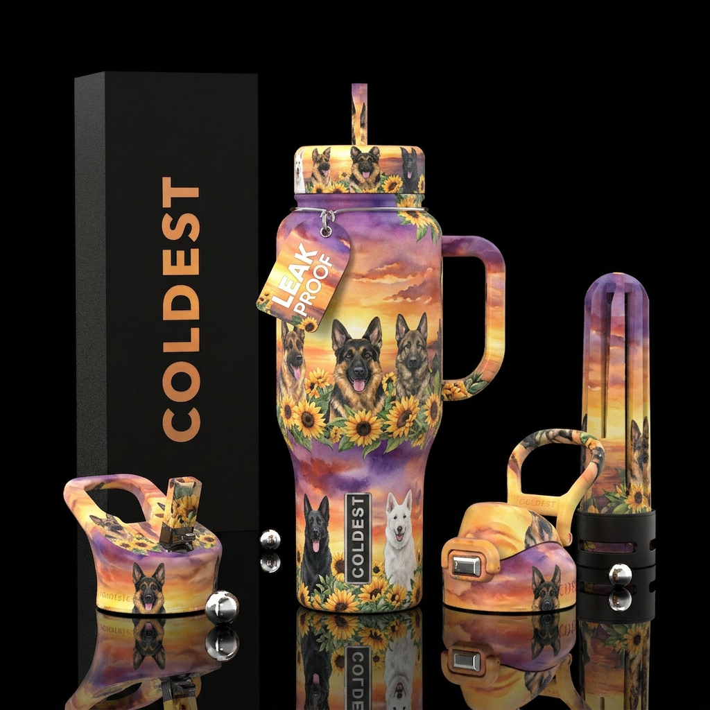 Shepherds in the sun water bottle design