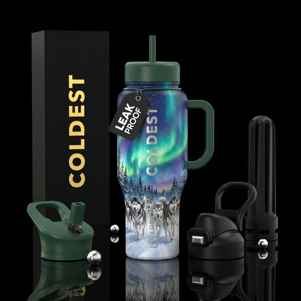 Huskies water bottle design