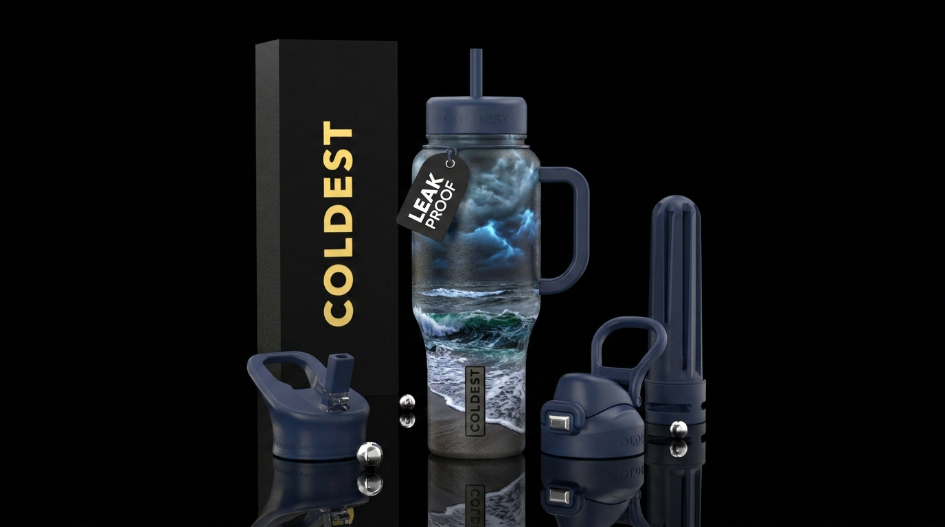 Stormy Shores water bottle design