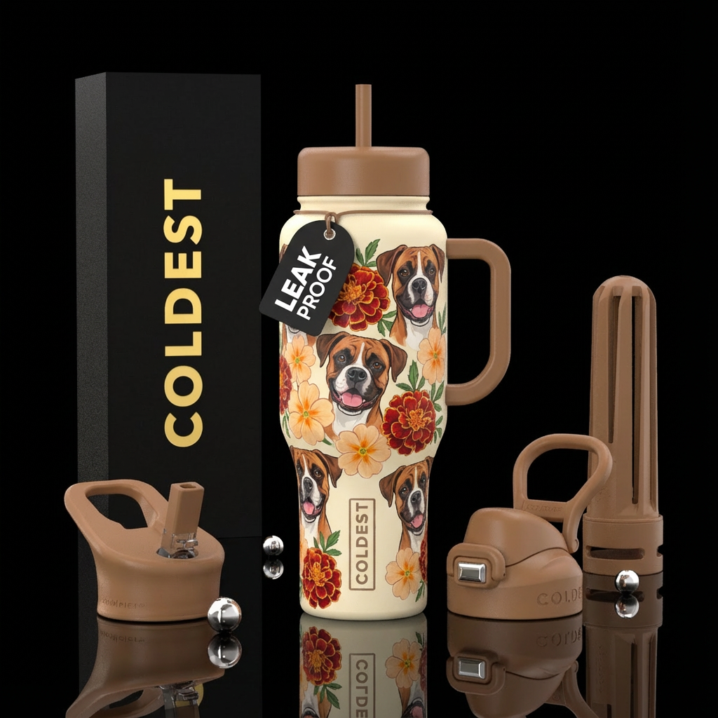 Cream colored bottle with light brown lid and hand... water bottle design
