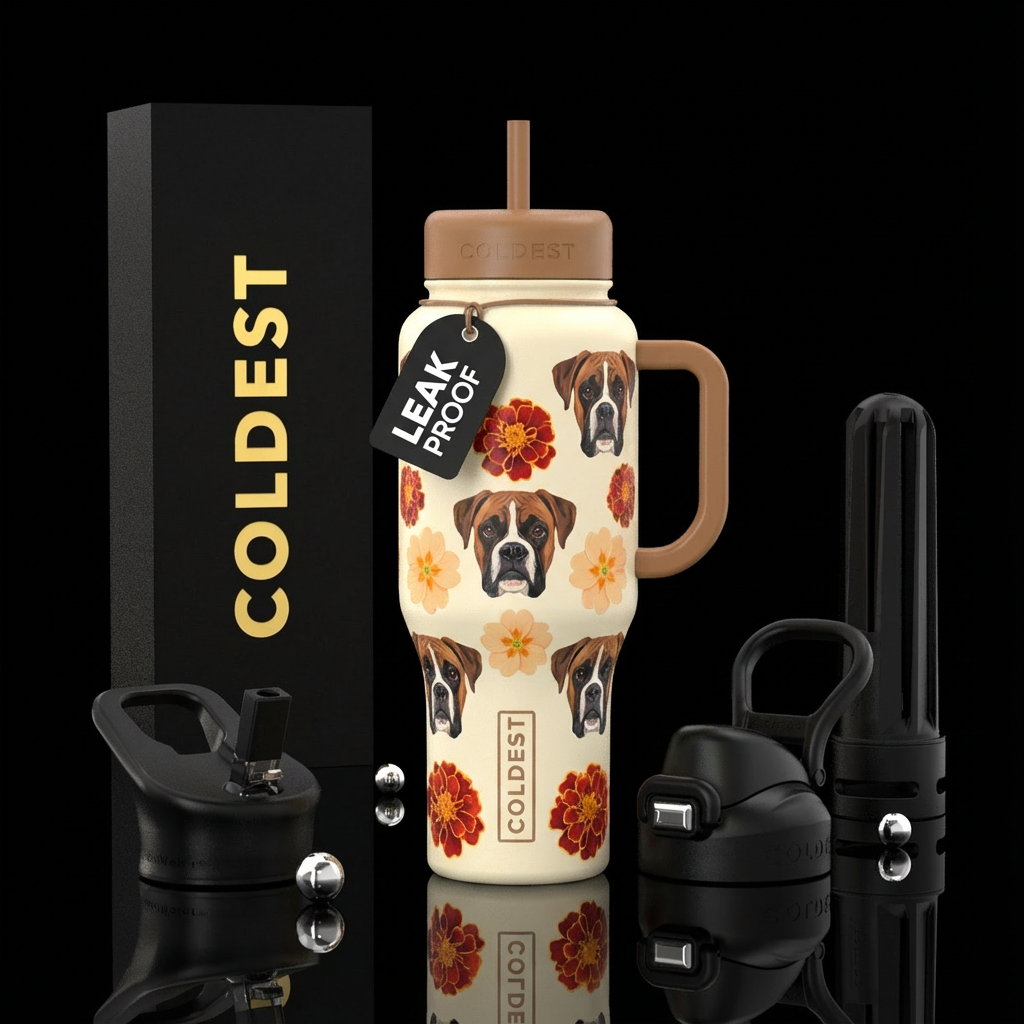 Cream colored bottle with light brown lid and hand... water bottle design