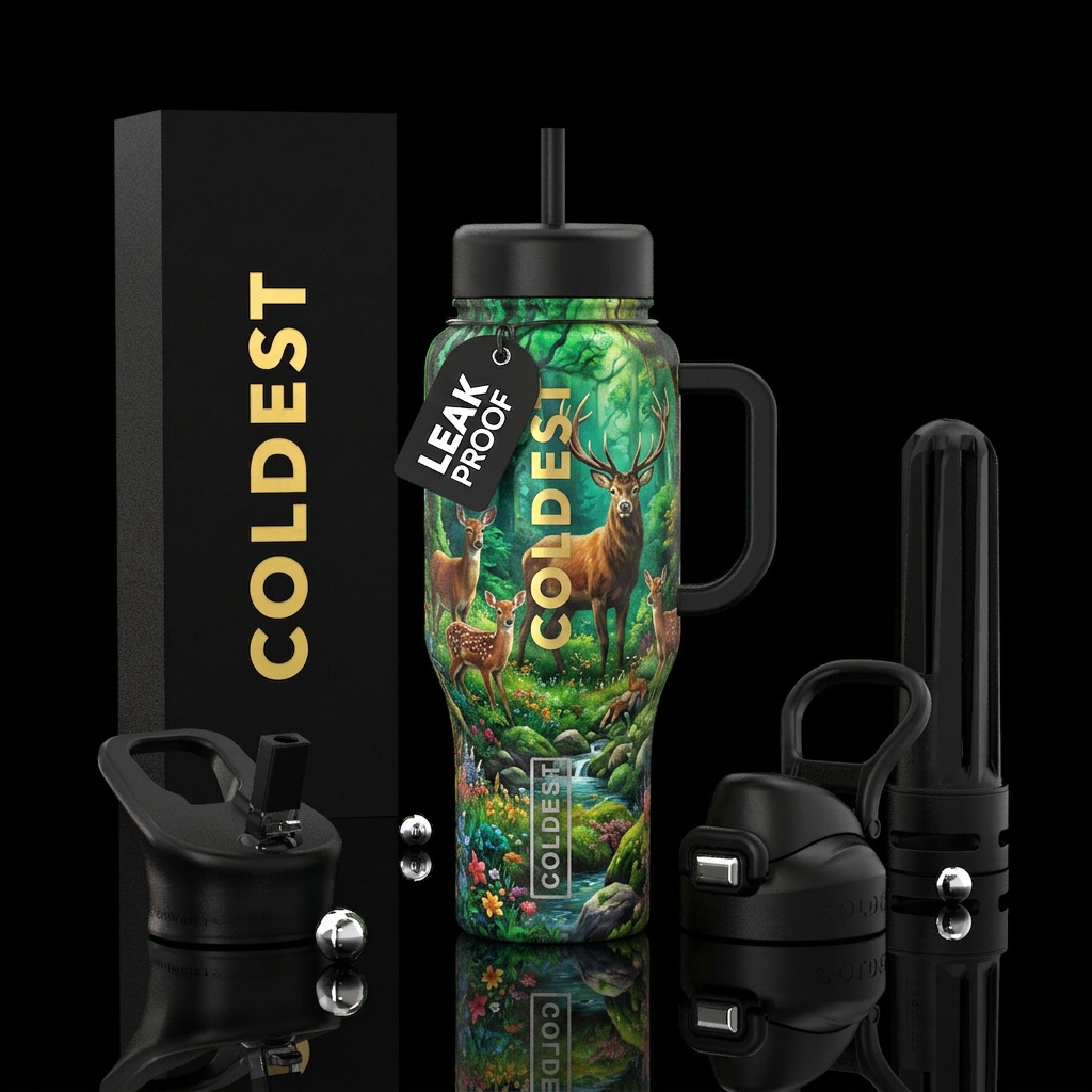 Nature and deer water bottle design