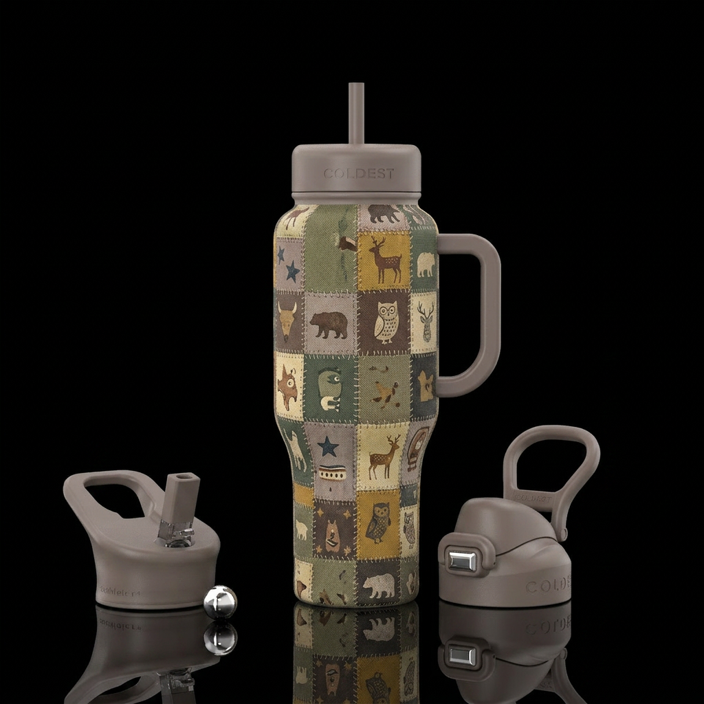 Patchwork water bottle design