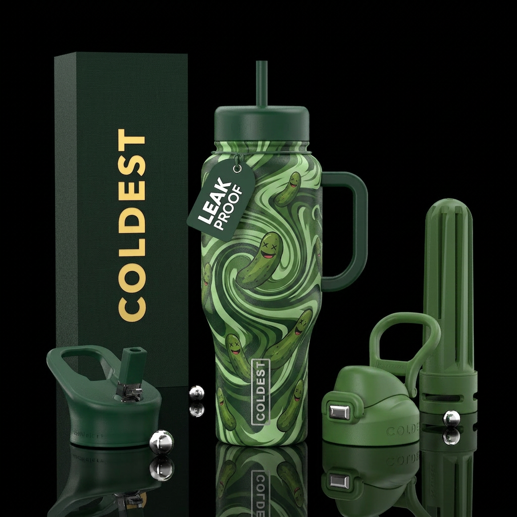 Happy Pickle water bottle design