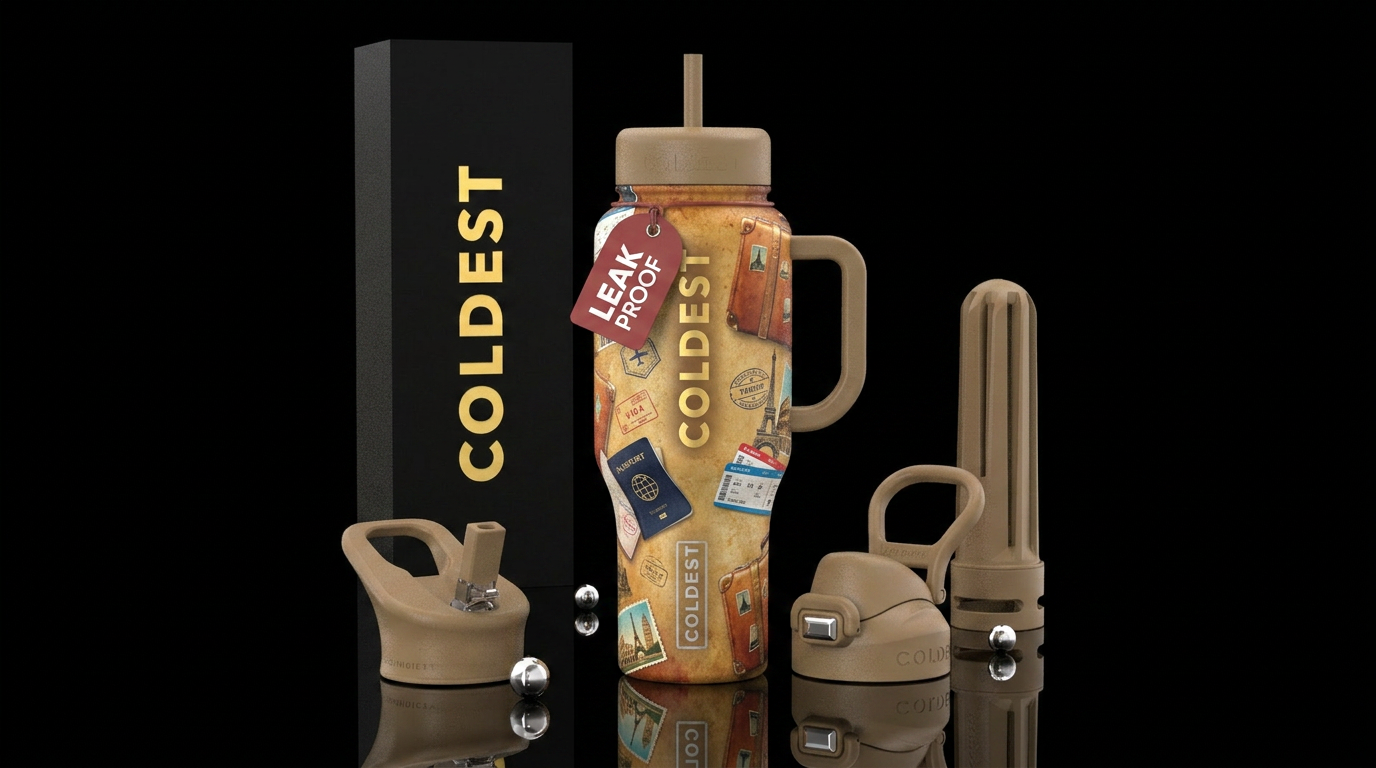 Travel the world water bottle design