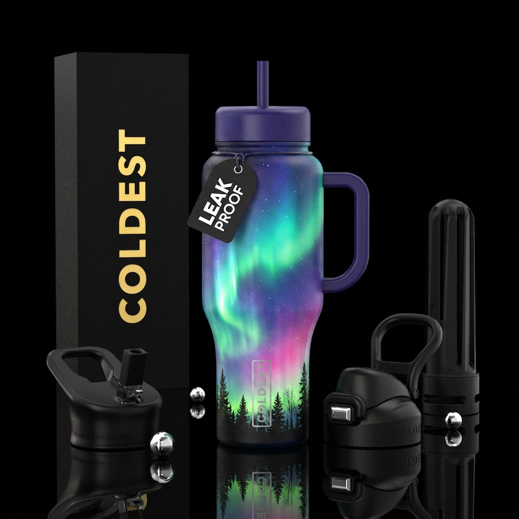Glowing Skies water bottle design