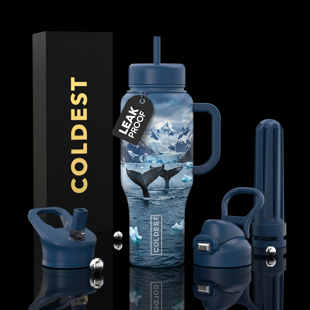 Whale watching water bottle design