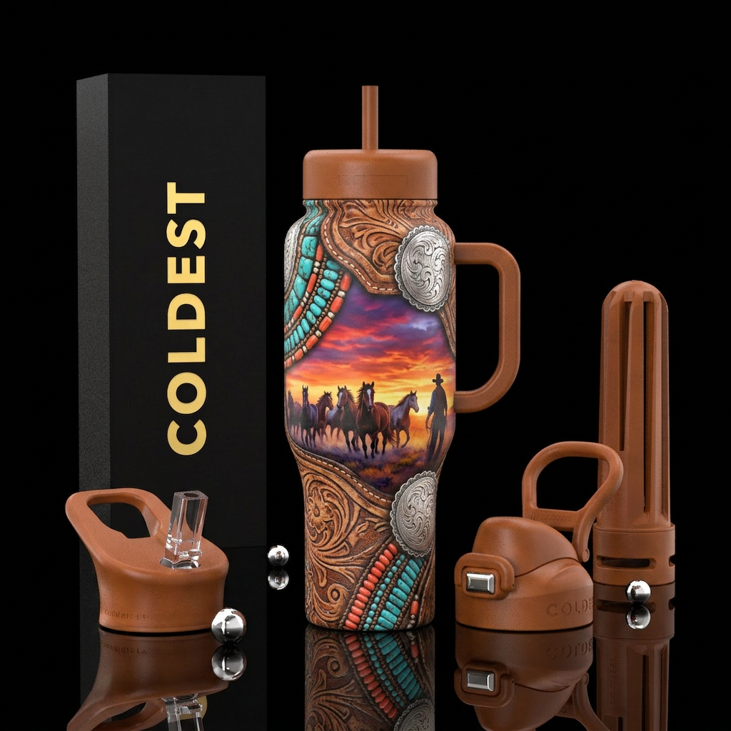 Vintage western water bottle design