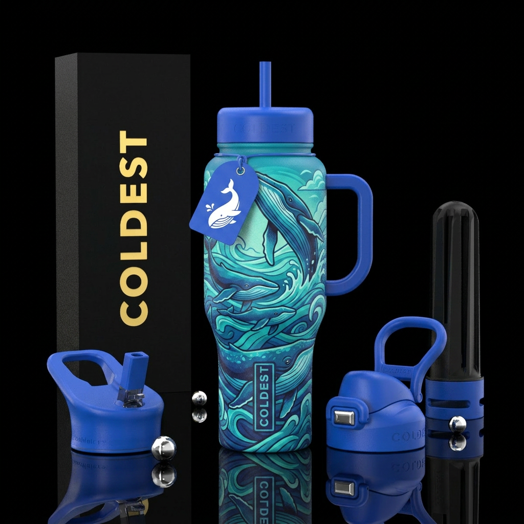 Whales water bottle design