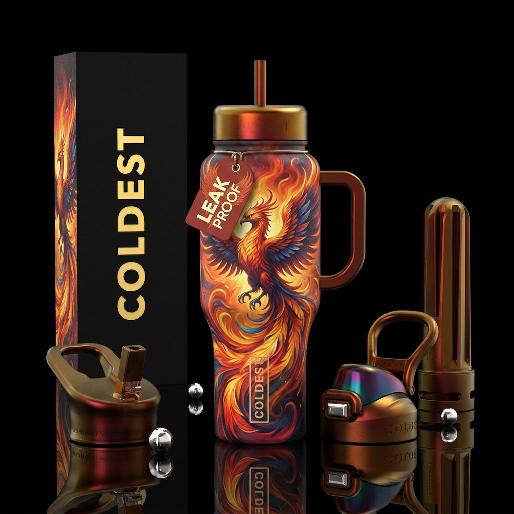 Phoenix rising water bottle design