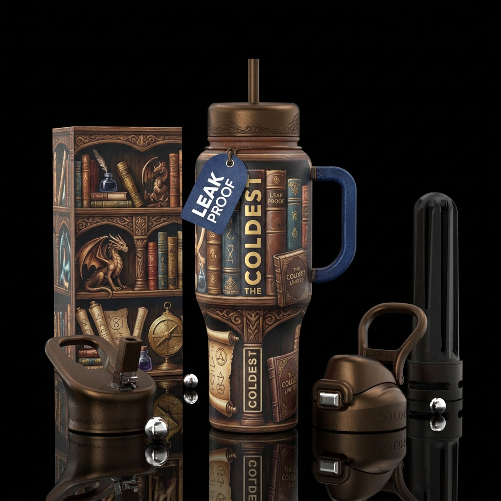 Books fantasy water bottle design