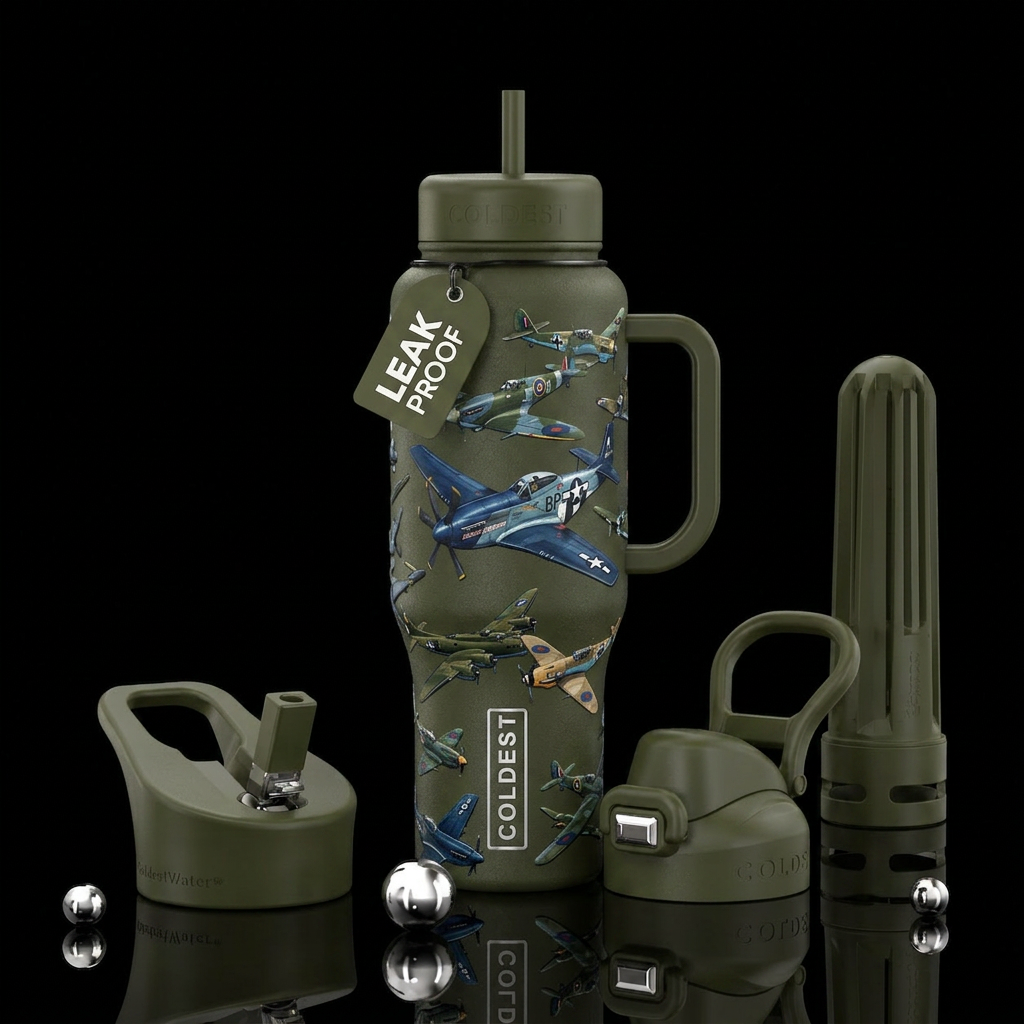 World war 2 airplanes water bottle design
