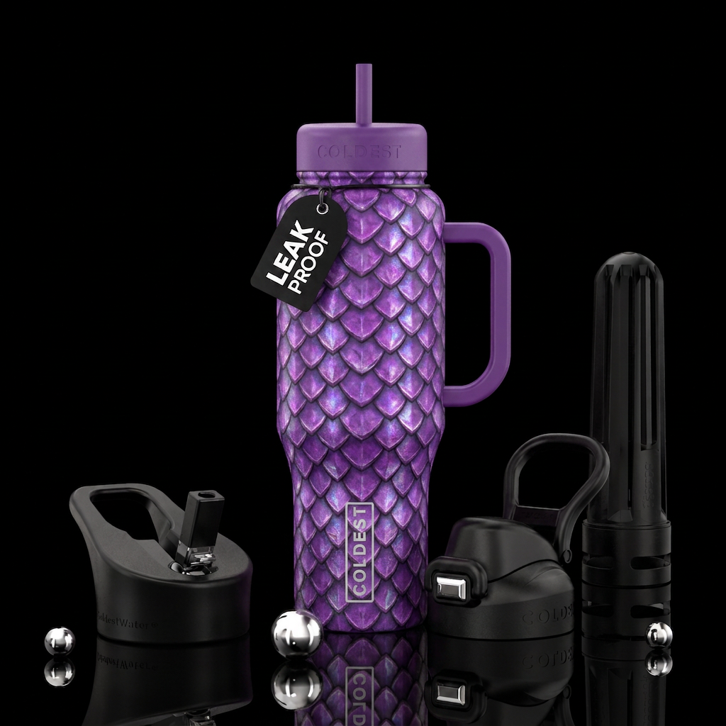Purple dragon scales water bottle design