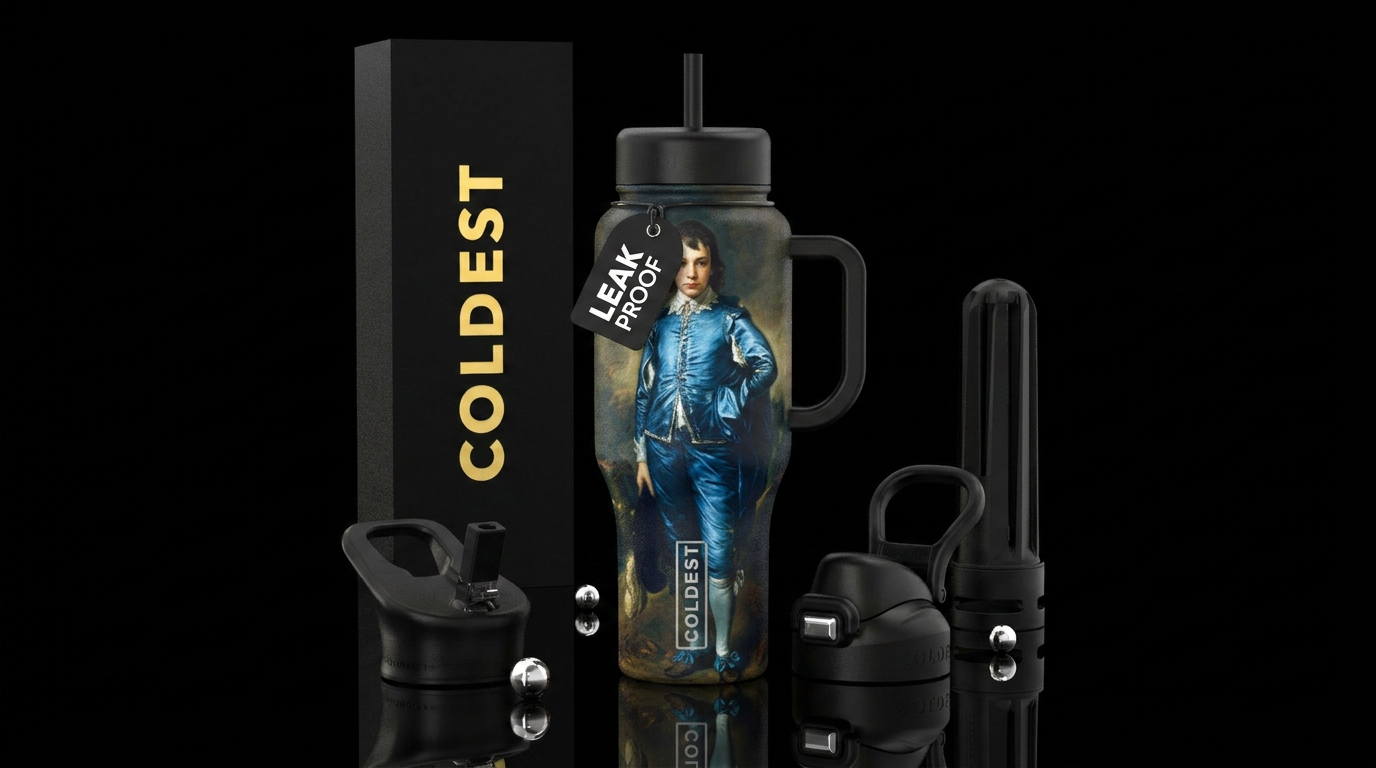 A 36 oz Coldest Cup with Gainsborough's "Blue Boy"... water bottle design