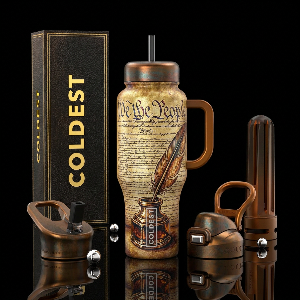 The us constitution as the background, wrapping ar... water bottle design