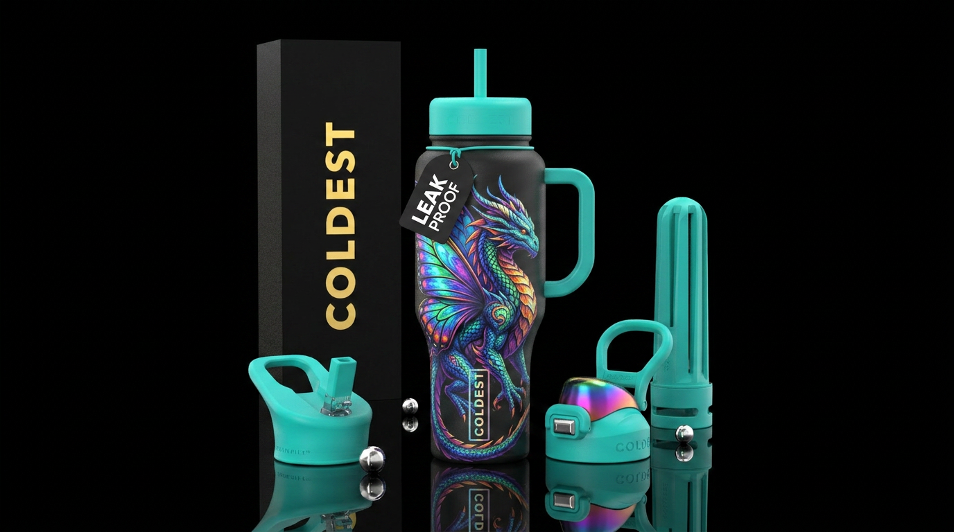 Butterfly dragon colorful water bottle design