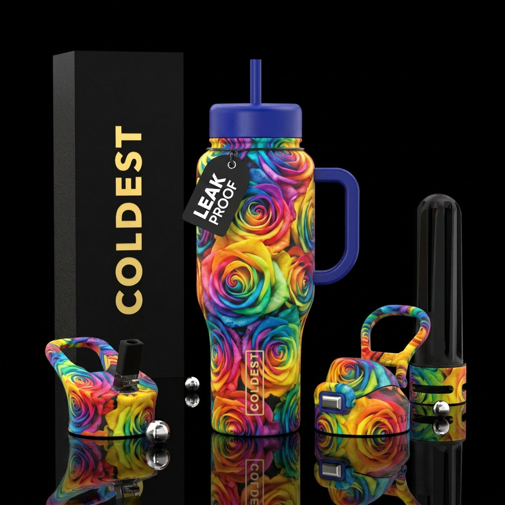 Rainbow roses water bottle design