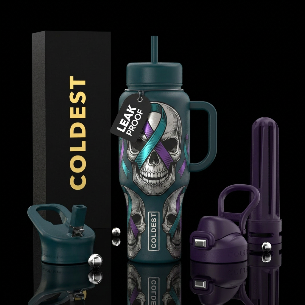 Suicide Awareness skull water bottle design