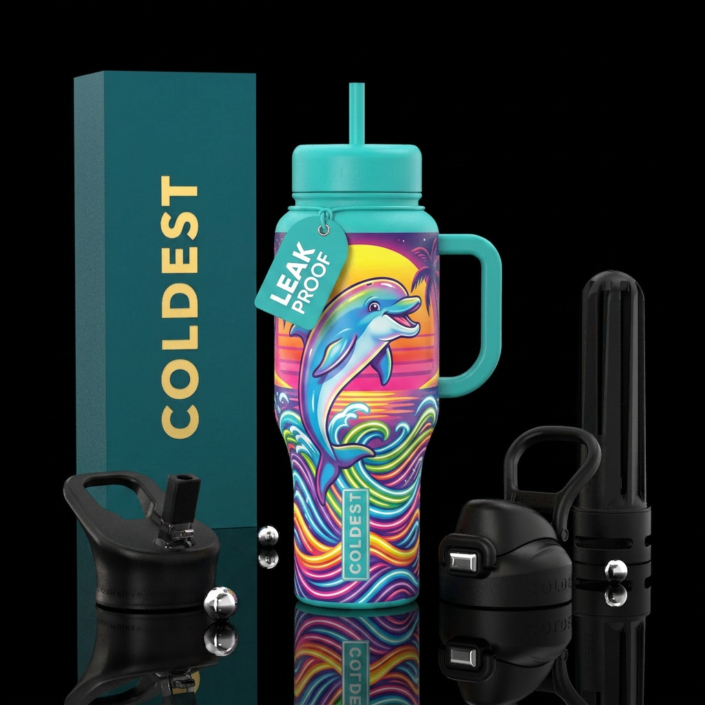 Lisa frank style dolphin water bottle design
