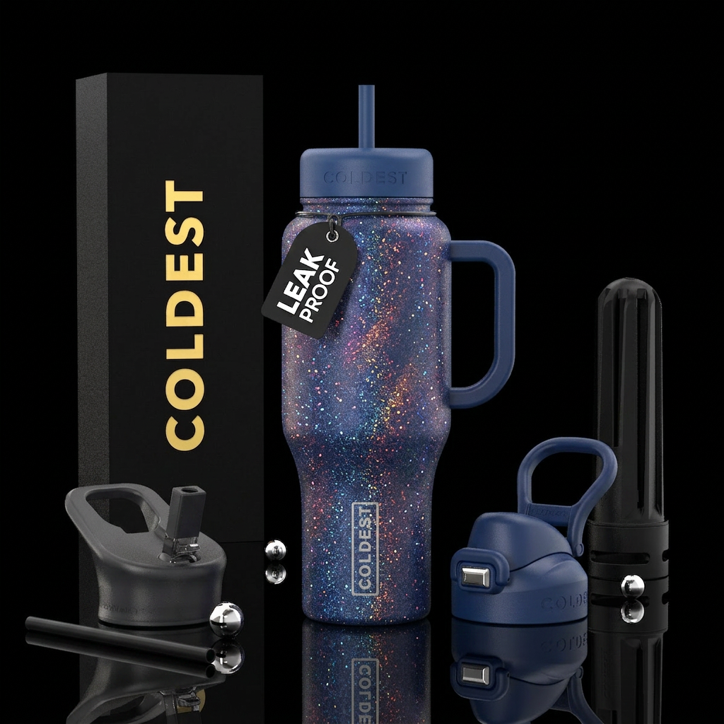 Heat mirage effect sparkles of glitter water bottle design