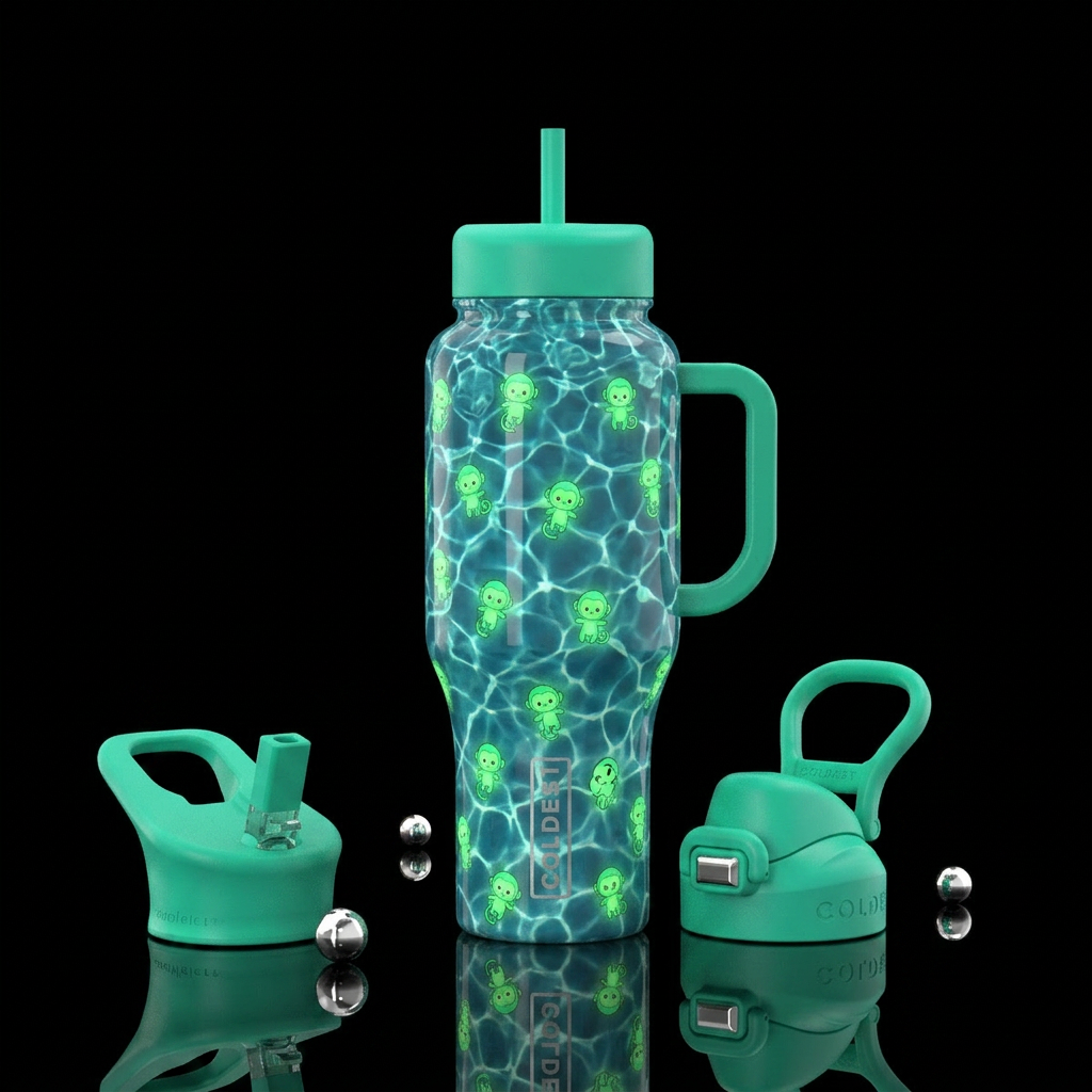 Glowie Sea Monkeys water bottle design