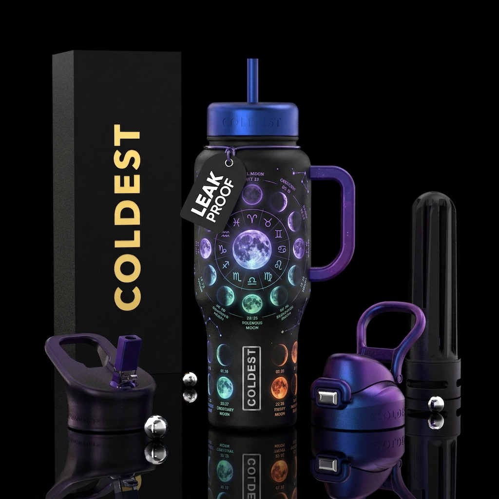 Glowie Lunar calender water bottle design
