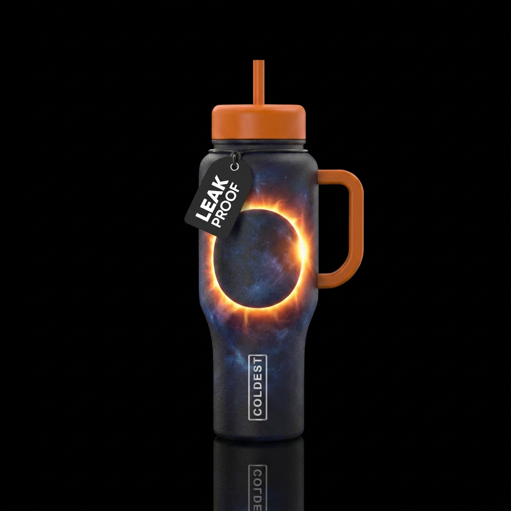 Glowie eclipse of the Sun water bottle design