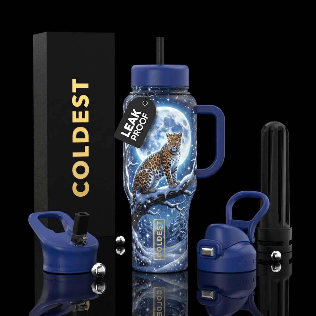 Amur Leopard water bottle design