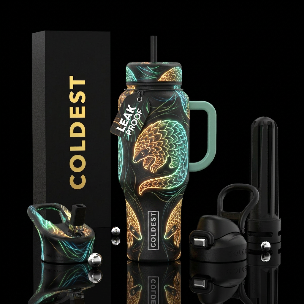 Sunda pangolins glowie water bottle design