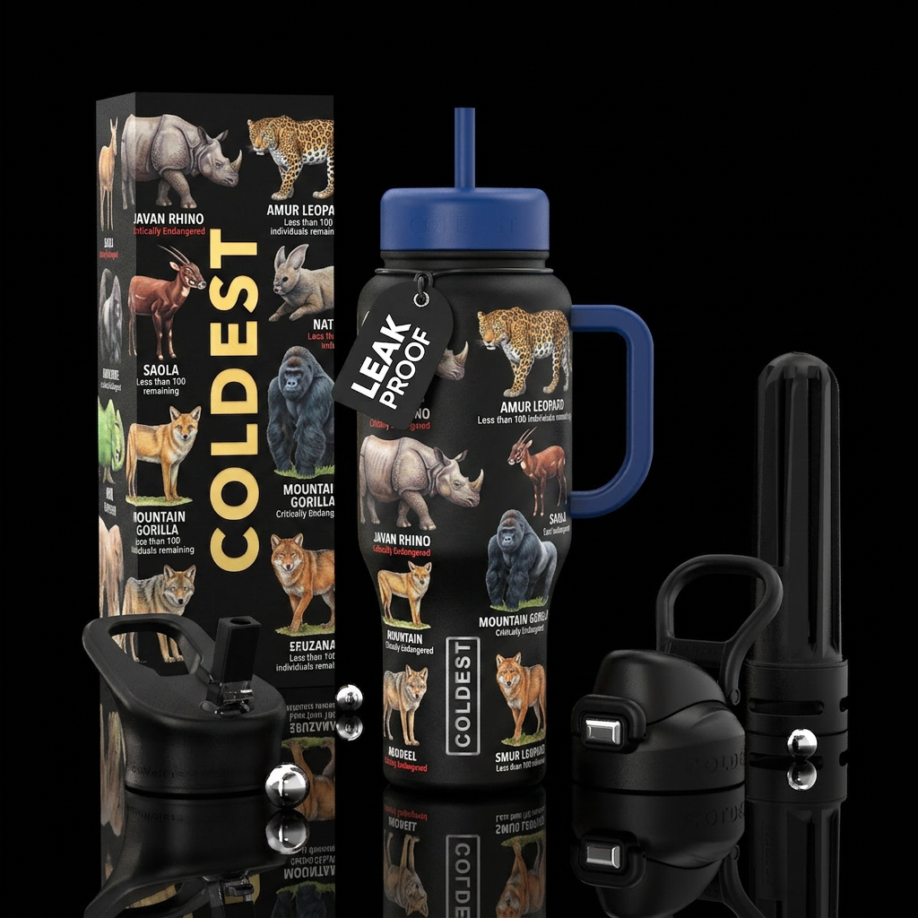 Top 10 Most Endagered Animals water bottle design