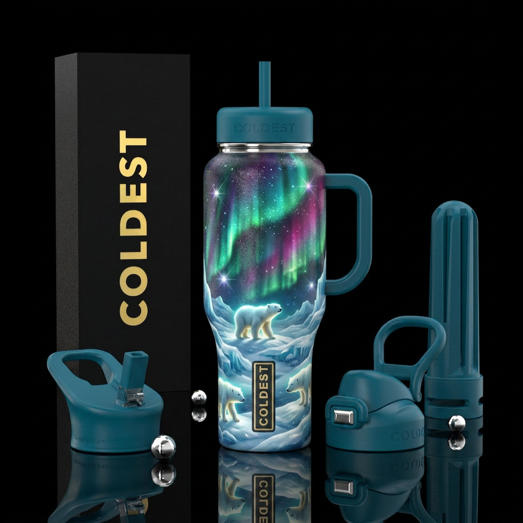 Glowie polar bear water bottle design